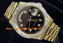 Top Quality Luxury Watches Wristwatch 18k Yellow Gold Watch Black Diamond Bezel 18038 Watch Automatic Mens Men's Watch