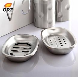 2 Sets Stainless Steel Soap Box Soap Dishes Holder Bathroom Storage Rack Holder Set