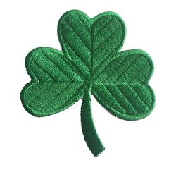 Classic Irish Clover Dark Green Embroidered Patch 3" Application Lucky Shamrock Iron-On Ireland Emblem G0161 100% Embroidery Free Shipping