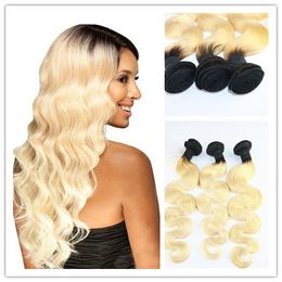 High Quality Ombre Blond Hair Weaves Brazilian Body Wave Human Hair Extensions Remy Hair Bundles 100G/Piece