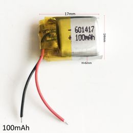 Model : 601417 100mAh 3.7V Lithium Polymer LiPo Rechargeable Battery cells Power For Mp3 Mp4 PAD DVD DIY E-books bluetooth headphone headset