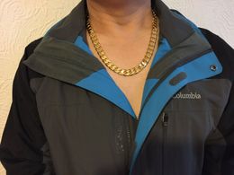 -Schwer! Kostenloser Versand Klassische Herren 18 Karat echte gelbe feste Goldkette Halskette 23.6inch 10mm