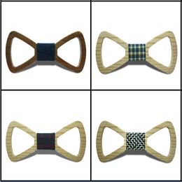 Hollow Wood Bowtie 15 styles Handmade Vintage Traditional Bowknot For business finished product DIY Wooden Bow tie 12*6cm