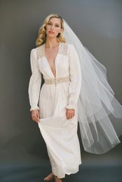Two Layer White Ivory Champagne Wedding Veil Waltz Length Cut Edge Bridal Veil Cuastom Colour 121a