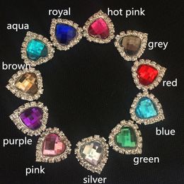 Heart Metal Rhinestone Button With Pearl ,multi color acryl Center Wedding Embellishment DIY Factory Price for baby hair accessory