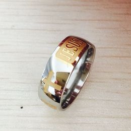 men women religious ring gold silver jesus Cross the Lord's Prayer Band Ring