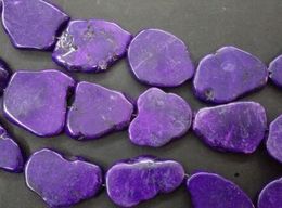 Free Shipping Purple Turquoise Stone Slice Loose Bead 20x35mm 16inch 10-14 beads