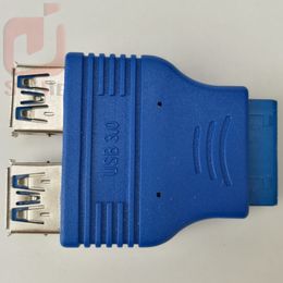 20 Pin 20Pin to 2 USB 3.0 USB3.0 Female Cable Adapter Conenector Computer Mainboard 19Pin to USB Adapter Converter HY218 500ps/lot