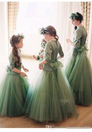 Hunter Bridesmaid Dresses For Juniors Girls Tulle Skirt Party Dress For Junior Flower Girl Dress Floor Length junior bridesmaids dresses