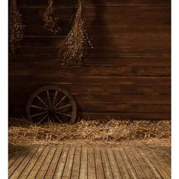 Vintage Indoor Photography Backdrops Wood Floor Straw Children Photo Studio Backgrounds Kids Booth Picture Shoot Props Wallpaper Vinyl Cloth