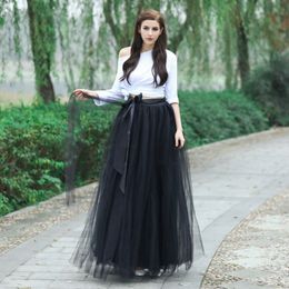 Fashion Black Skirts 2017 1005 Real Image Tiered Ruffle Party Skirts With Bow Sashes A-Line Custom Made Floor-Length Cheap Bridesmaid Skirt