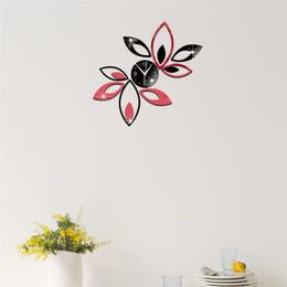 DIY The clock on the wall gift Mirror Wall stickers Clocks and watches fashion Wall clock Double color Lotus clock