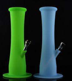 IN STOCK Colored 9 inches Silicone hookah bongs with metal downstem Silicone dab rig water pipe by individual box