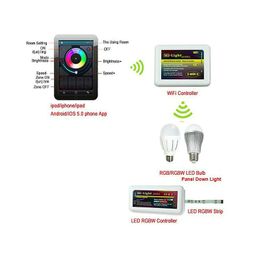 Free Shipping DC5-24V Wireless RGB wifi remote controller for 2.4G Mi.light RGB W led bulb strip For IOS Android system