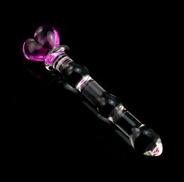 Pink Heart Glass Dildo for Women Crystal Masturbator for Female for Vaginal Anal Stimulation Pleasure Wand Lucid Dildo