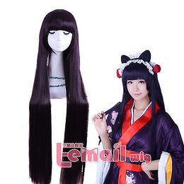 Free Shipping>>>Gokou Ruri Shirakiin Ririchiyo Long Straight Black Purple Cosplay Wig USA Ship