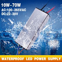 LED Driver 10W 20W 30W 50W 70W Convert AC 85-265V To DC 22-38V LED Driver For Flood Light Floodlight IP67 No Flicker