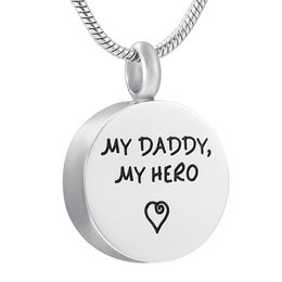 'MY DADDY, MY HERO' name necklace Personalised Memorial Ash Keepsake Pendant Silver Tone Cremation Urn Pendant Funeral Jewellery Free Engrave