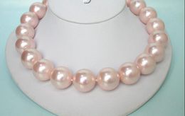 20mm 100% round pink south sea shell pearl necklace 9KT