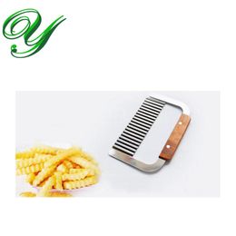 Curly Spiral French Fry Potato Chips Cutter Crinkle Knife stainless steel Fruit Vegetable Cutting Tool wood handle slicer dicer pasta maker