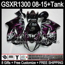 8gifts For SUZUKI Hayabusa GSXR1300 2008 2009 2010 2011 14MY93 rose flames GSXR-1300 GSX R1300 GSXR 1300 2012 2013 2014 2015 balck Fairing