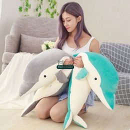 Dorimytrader big cuddly soft animal dolphin plush pillow toy stuffed cartoon sea animals doll gift for kids decoration 43inch 110cm DY61816