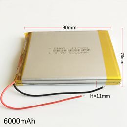 Model 117390 3.7V 6000mAh Lithium Polymer Li-Po Rechargeable Battery For DVD PAD Mobile phone GPS Power bank Camera E-books Recoder TV box