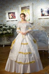 -El envío gratuito 2016 Rayal Tribunal Europeo blanca princesa vestidos de bola Renassiance medieval rococó vestido de María Antonieta para la Mujer