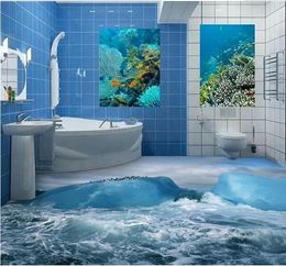 wall papers home decor 3D ocean world glacier floor flooring for living room and bedroom