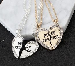 2017 Hot sale High-grade Heart pendant in English alloy sautoir Fashion two good friends necklace set auger best friends necklace