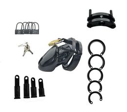 Male Chastity Device With 5 size Penis Ring,Black Cock Cage,Cock Ring,Virginity/Chastity Lock/Belt,Adult Game,Sex Toys,CB6000S q0506