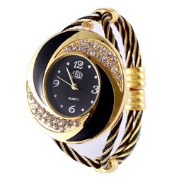 Rhinestone Whirlwind Design Metal Weave Clock female Dress Girls Bracelet Bangle Quartz Watch Woman Wristwatch Siver relojes