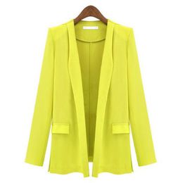 Women Blazer Lapel OL Career Long Suits Blazers Jacket Coats Outwears S-XL
