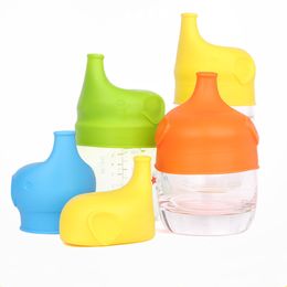 Wholesale Elephant shape Anti-overflow silicone sippy cup lid baby sippy cups no leak for baby pacifier bowl cover