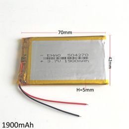 Model 504270 3.7V 1900mAh Lipo Rechargeable Battery Polymer Lithium high capacity cells For DVD PAD GPS power bank Camera E-books Recorder