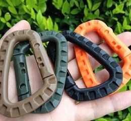 100pcs D Shape Mountaineering Buckle Snap Clip Plastic Steel Climbing Carabiner Hanging Keychain Hook Fit Outdoor Army EDC