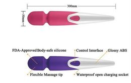 iWand Magic Wand Massager,10 Speeds USB Rechargeable Magic Wands AV Vibrator Vibrating,Waterproof Full Body Massager Pink/Purple Free by DHL