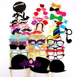 58pcs/set Funny Photo Booth Props Hat Moustache On A Stick Wedding Birthday Party Favour free shipping