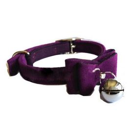 Safety Elastic Pet Cat Collar Velvet Bow Tie Kitten Dog Collars Neck Chain With Bells Pets Supplies G483