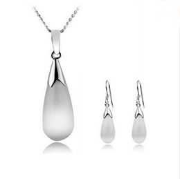 Necklace Fine 100% Real 925 Sterling Silver Women Jewellery Sets Pendant Necklaces Drop Earrings Evil Cat Eye Stone for women