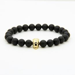 Hero Men's Bracelet 10pcs/lot 8mm A Grade Black Matte Agate Stone Fashion Men and Women Charms Jewellery