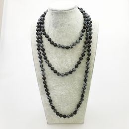 ST0339 Trendy Women Necklace 60 inches Long Knotted Snowflake Stone Necklace Hot Sale Boho Style Necklace