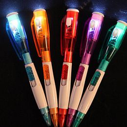 SF_EXPRESS send Mini Cute Korean LED Light Button Portable Ballpoint Pen Stationery School Writing Gift for Kids 0.5mm multi Colours