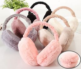 Ear Muffs Winter Fashion Women Faux Rabbit Fur Solid Earmuffs Adjustable Foldable Warm Cute Ear Covers For Girls223I