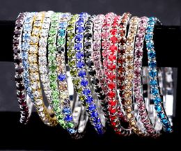 2017 hot sales 3.6mm 1 Row Rhinestone Crystal Bracelets Stretch Bracelet Bangle Cuffs for Women Wedding Jewellery Gift mix 16 Colours