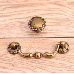 76mm vintage bronze drawer cabinet knob pull antique brass dresser door handle 3" retro drop rings furnituer door handles knobs