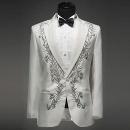 2017 Slim Fit Embroidered Mens Suits Notched Lapel Groom Tuxedos Prom Men Suits Formal Wear Blazers (jacket+pants+bow)01