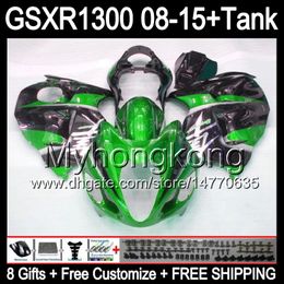 gloss green 8gifts For SUZUKI Hayabusa GSXR1300 08 15 GSXR-1300 14MY22 GSXR 1300 GSX R1300 08 09 10 11 12 13 14 15 Fairing green black Kit