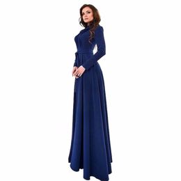 Wholesale- Lady Dresses Women Chiffon Long Sleeve Slim Fit Dress Party Long Maxi Gown Dresses