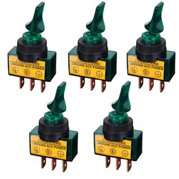 5Pcs 12V 20A ILLUMINATED FLICK TOGGLE SPST SWITCH CAR VAN DASH BOAT AMBER LIG